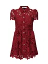 Self-portrait Lace Mini Dress With Collar In Purple