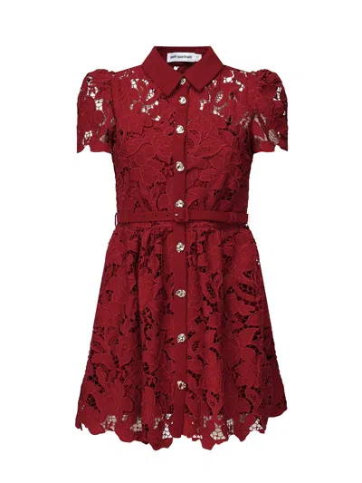 Self-portrait Lace Mini Dress With Collar In Red