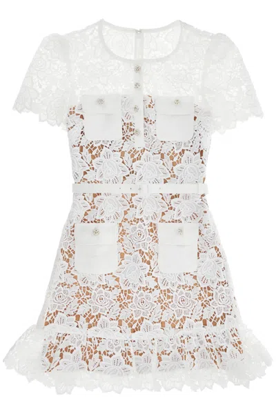 SELF-PORTRAIT LACE MINI DRESS WITH BELT