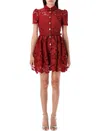 Self-portrait Lace Mini Dress With Collar In Red