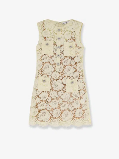 Self-portrait Lace Mini Dress In Neutral