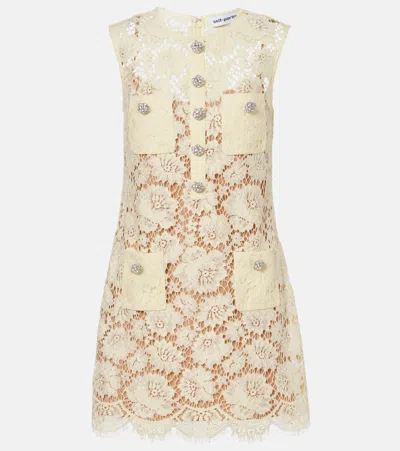 Self-portrait Lace Minidress In Yellow