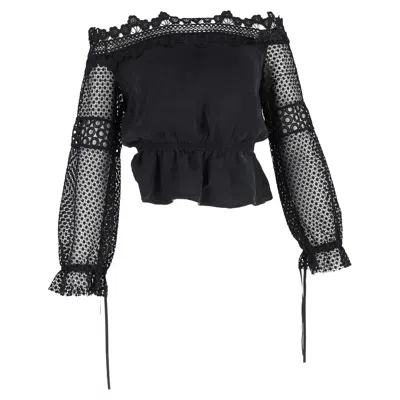 Self-portrait Lace Off Shoulder Top In Black Polyester