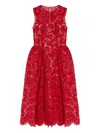 Self-portrait Lace Midi Dress With Sparkling Sequins In Red