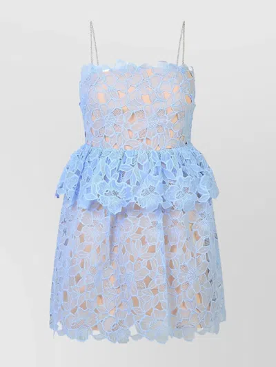 SELF-PORTRAIT LACE OVERLAY LAYERED PEPLUM DRESS