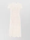 Self-portrait Ivory Organic Cotton Lace Diamante Trim Midi Dress