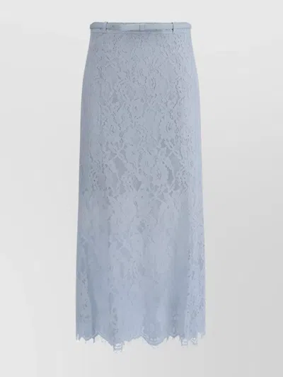 Self-portrait Lace Overlay Midi Skirt In Blue