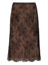 Self-portrait Lace Overlay Sheer Midi Skirt With Slit In Schwarz