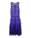 Self-portrait Lace Pattern Midi Length Dress In Blue Polyester In Blue