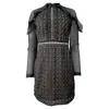 Self-portrait Lace Pattern Mini Dress In Black Polyester In Black