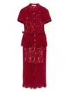 Self-portrait Bordeaux Lace Peplum Midi Dress In Burgundy