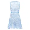 Self-portrait Self Portrait Lace Peplum Floral Eyelet Overlay Mini Dress In Blue
