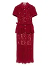 Self-portrait Bordeaux Lace Peplum Midi Dress In Red