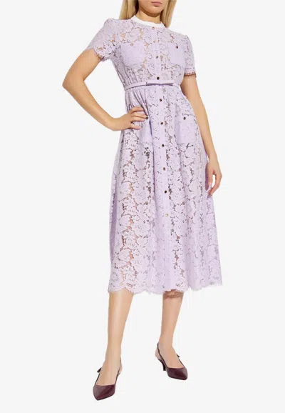 Self-portrait Lace Peplum Midi Dress In Purple