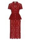 Self-portrait Lace Peplum Midi Dress In Red