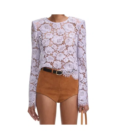 Self-portrait Lace Pleated Blouse In Multicolor