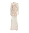Self-portrait Crystal-embellished Corded Lace Maxi Dress In White