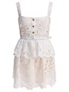 Self-portrait Lace Ruffle Mini Dress In White