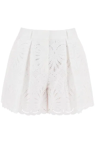 Self-portrait Lace Sangallo Shorts For In Bianco