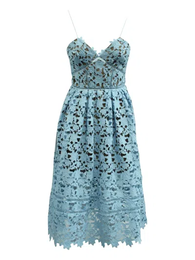 Pre-owned Self-portrait Lace Scallop Dress In Blue