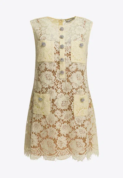 Self-portrait Self Portrait Short Dress With Embellishment In Yellow