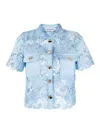 Self-portrait Cord-laced Unlined Shirt In Blue