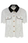 Self-portrait Lace Collar Top With Floral Detailing In White