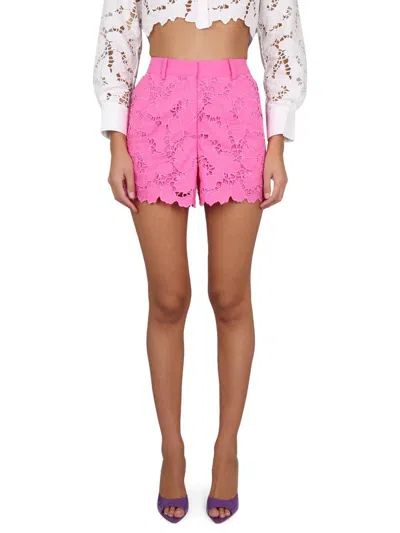 Self-portrait Lace Shorts In Fuchsia