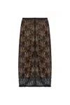 Self-portrait Self Portrait Black Floral Lace Midi Skirt In Brown