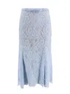 Self-portrait Light Blue Lace-effect Skirt With Slip