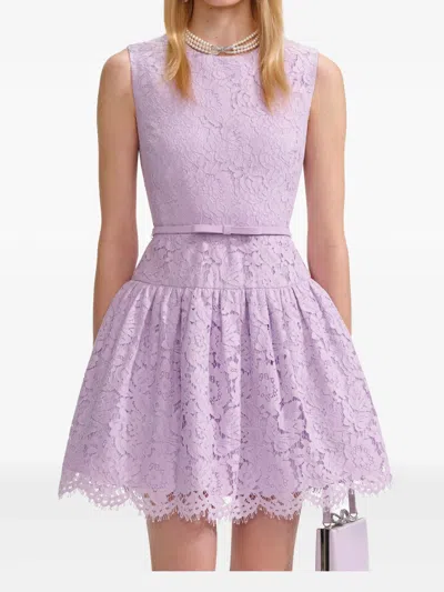 Self-portrait Lace Sleeveless Mini Dress In Purple