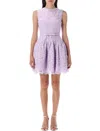 Self-portrait Sleeveless Lace Cotton Blend Mini Dress In Purple