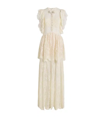 Self-portrait Lace Tiered Maxi Dress In White