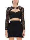 Self-portrait Self Portrait Women Top 'black Lace Tie Neck Crop'