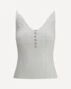 Self-portrait Ribbed Top With Lace In White