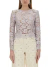 Self-portrait Women's Lace Blouse Top In Purple