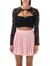 Self-portrait Self Portrait Women Top 'black Lace Tie Neck Crop' In Black