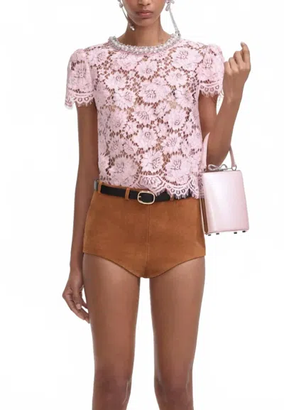 Self-portrait Lace Top In Pink