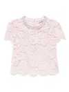Self-portrait Beaded Floral Lace Top With Crystal Embellishment In Pink