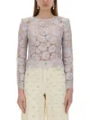 Self-portrait Women's Lace Blouse Top In Purple
