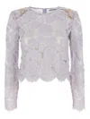 Self-portrait Lace Top In Violet