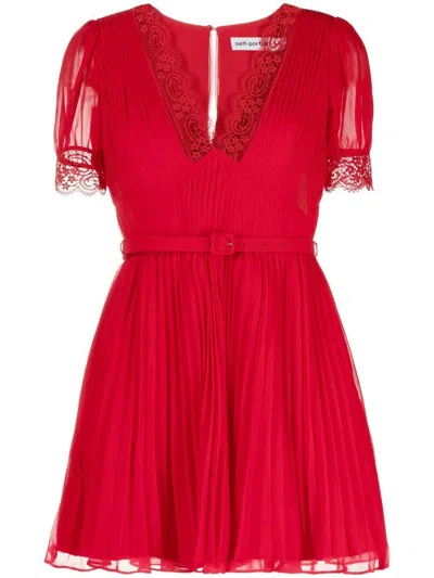 Self-portrait Lace-trim A-line Minidress In Red