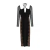Self-portrait Lace-trim Midi Dress In Black