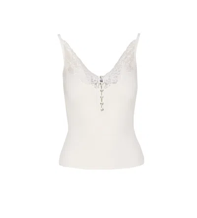 SELF-PORTRAIT LACE TRIM KNIT TOP