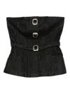 Self-portrait Black Denim Bandeau Top Clothing In Black