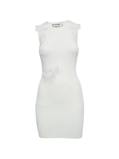 Pre-owned Self-portrait Lace-trim Mini Dress In White