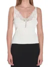 Self-portrait Lace-trimmed Ribbed Top In White