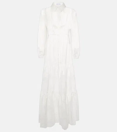 SELF-PORTRAIT LACE-TRIMMED COTTON MAXI DRESS