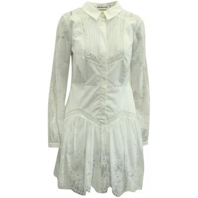 Self-portrait Self Portrait Lace Trimmed Dress In White Cotton