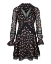 Self-portrait Lace-trimmed Floral Mini Dress In Black Viscose In Black
